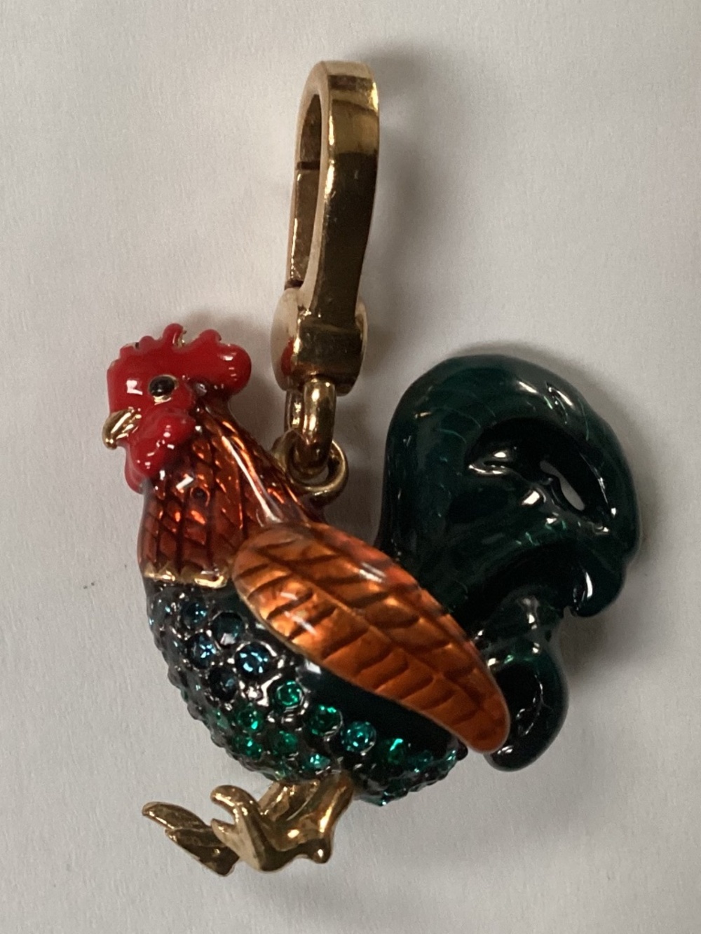 Juicy Couture Rooster 2010 Charm Gold Red Green Blue Rhinestones
